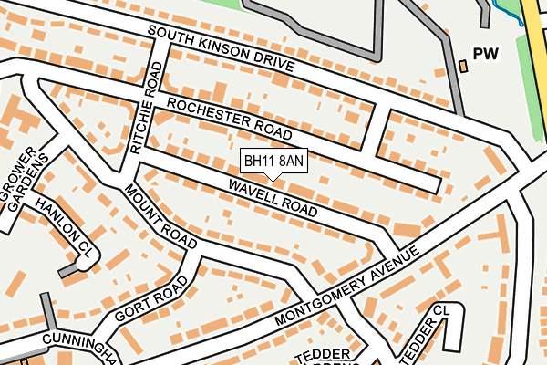 BH11 8AN map - OS OpenMap – Local (Ordnance Survey)