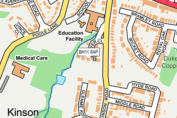 BH11 8AP map - OS OpenMap – Local (Ordnance Survey)