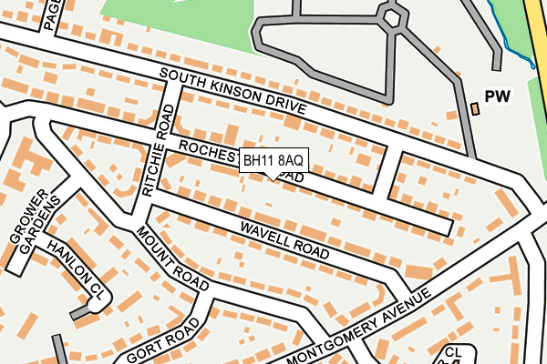 BH11 8AQ map - OS OpenMap – Local (Ordnance Survey)