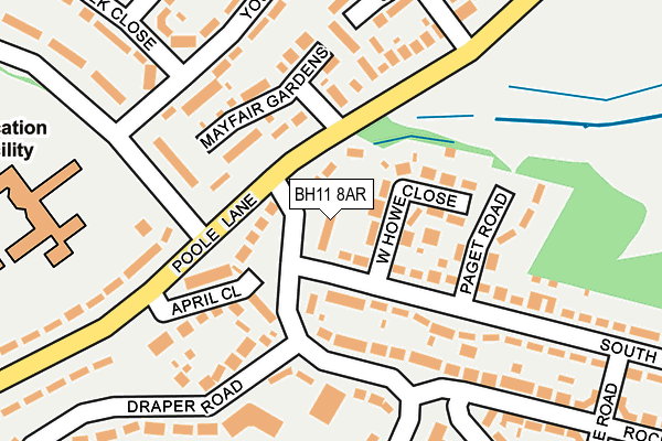 BH11 8AR map - OS OpenMap – Local (Ordnance Survey)