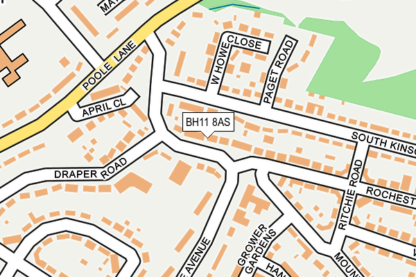 BH11 8AS map - OS OpenMap – Local (Ordnance Survey)