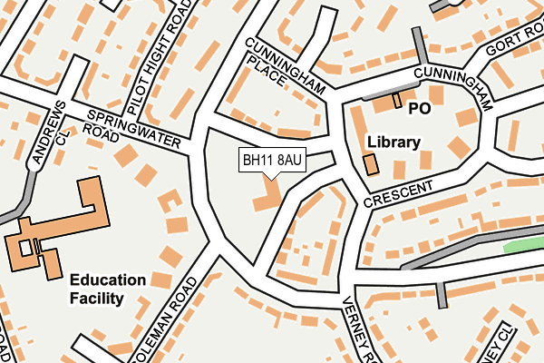BH11 8AU map - OS OpenMap – Local (Ordnance Survey)