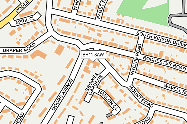 BH11 8AW map - OS OpenMap – Local (Ordnance Survey)