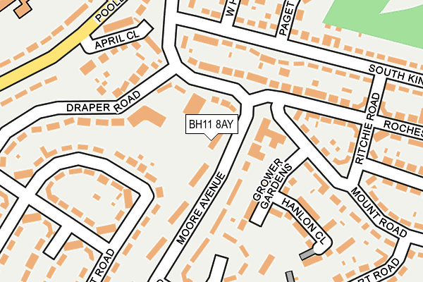 BH11 8AY map - OS OpenMap – Local (Ordnance Survey)