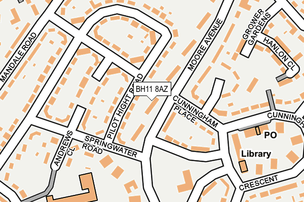 BH11 8AZ map - OS OpenMap – Local (Ordnance Survey)