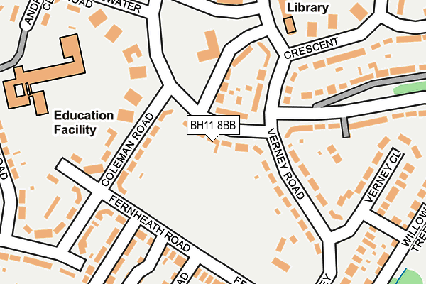 BH11 8BB map - OS OpenMap – Local (Ordnance Survey)