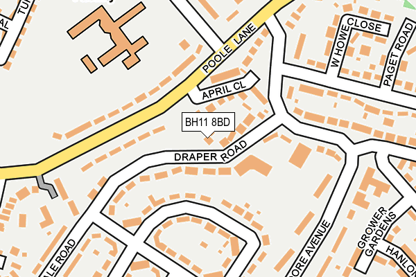 BH11 8BD map - OS OpenMap – Local (Ordnance Survey)