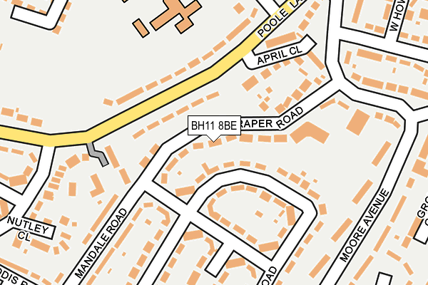 BH11 8BE map - OS OpenMap – Local (Ordnance Survey)