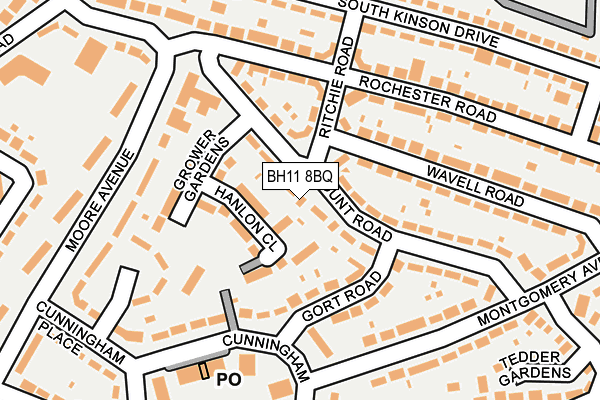 BH11 8BQ map - OS OpenMap – Local (Ordnance Survey)