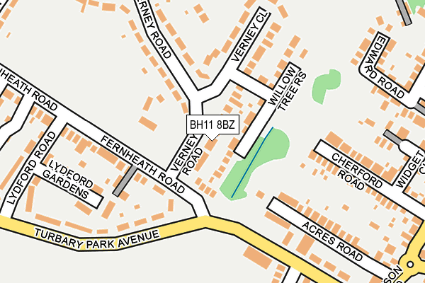 BH11 8BZ map - OS OpenMap – Local (Ordnance Survey)