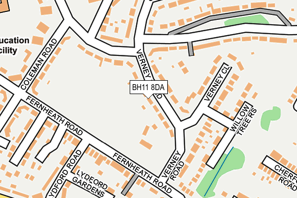 BH11 8DA map - OS OpenMap – Local (Ordnance Survey)