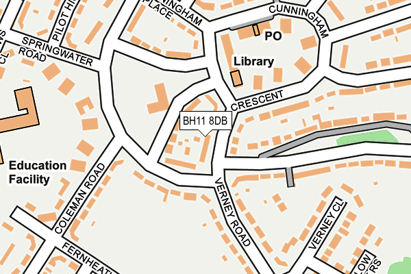 BH11 8DB map - OS OpenMap – Local (Ordnance Survey)