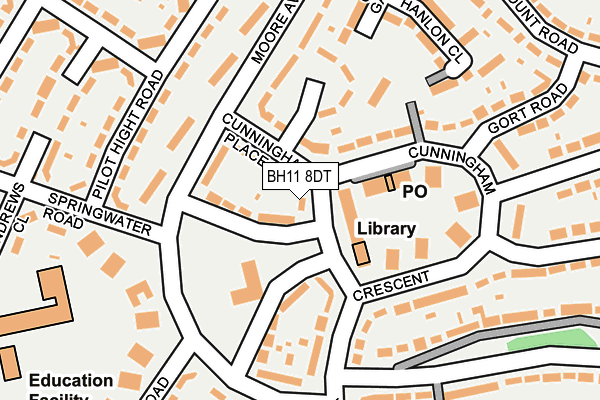 BH11 8DT map - OS OpenMap – Local (Ordnance Survey)