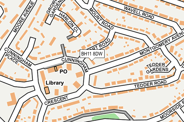 BH11 8DW map - OS OpenMap – Local (Ordnance Survey)