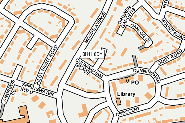 BH11 8DY map - OS OpenMap – Local (Ordnance Survey)