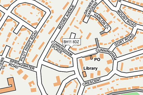 BH11 8DZ map - OS OpenMap – Local (Ordnance Survey)