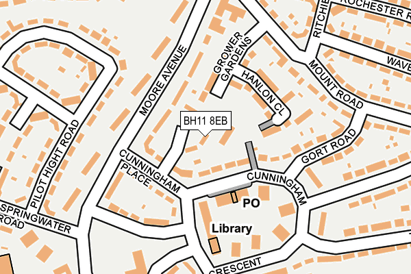 BH11 8EB map - OS OpenMap – Local (Ordnance Survey)