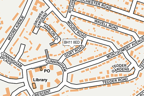 BH11 8ED map - OS OpenMap – Local (Ordnance Survey)