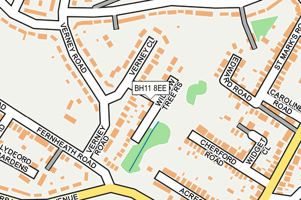 BH11 8EE map - OS OpenMap – Local (Ordnance Survey)