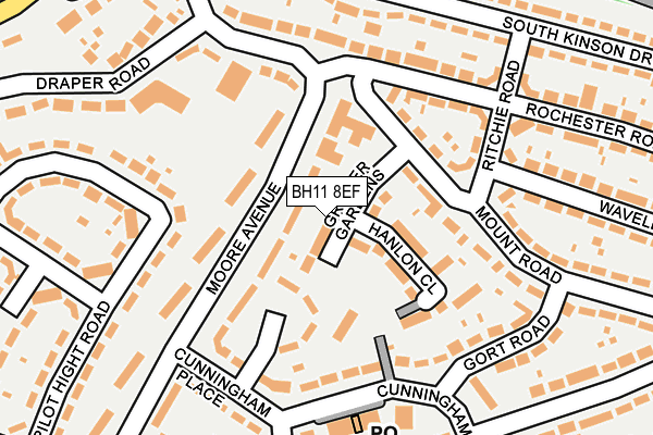 BH11 8EF map - OS OpenMap – Local (Ordnance Survey)