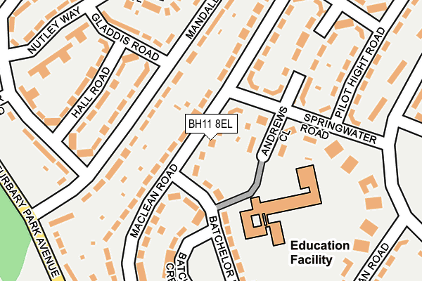 BH11 8EL map - OS OpenMap – Local (Ordnance Survey)