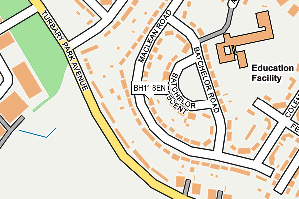 BH11 8EN map - OS OpenMap – Local (Ordnance Survey)