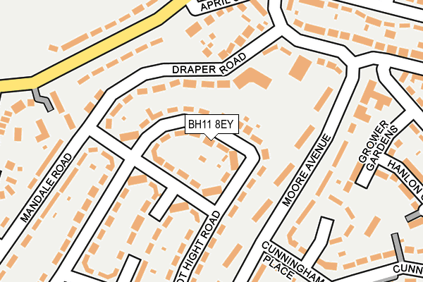 BH11 8EY map - OS OpenMap – Local (Ordnance Survey)