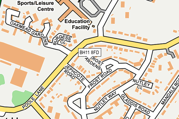 BH11 8FD map - OS OpenMap – Local (Ordnance Survey)