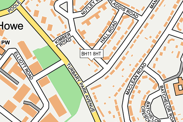 BH11 8HT map - OS OpenMap – Local (Ordnance Survey)