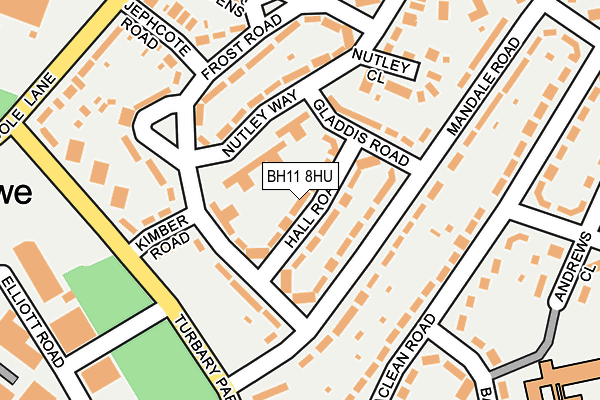 BH11 8HU map - OS OpenMap – Local (Ordnance Survey)