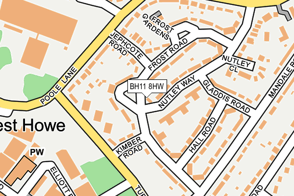 BH11 8HW map - OS OpenMap – Local (Ordnance Survey)