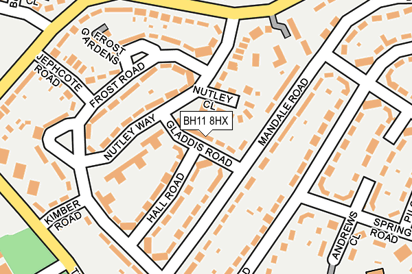 BH11 8HX map - OS OpenMap – Local (Ordnance Survey)