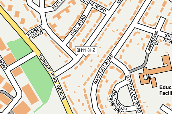 BH11 8HZ map - OS OpenMap – Local (Ordnance Survey)
