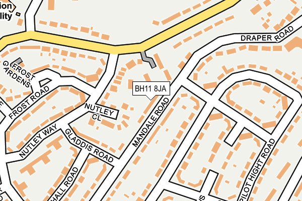 BH11 8JA map - OS OpenMap – Local (Ordnance Survey)