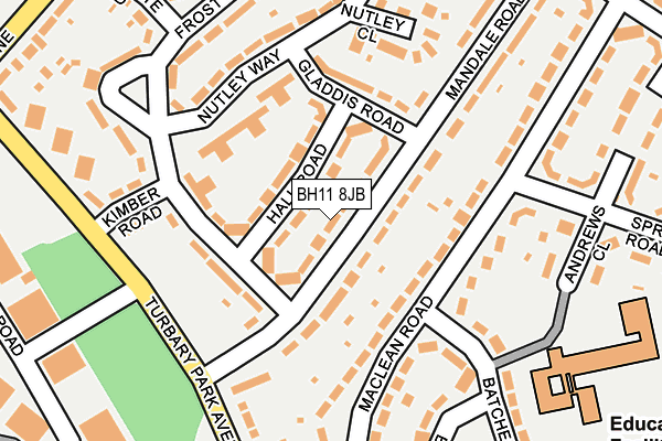 BH11 8JB map - OS OpenMap – Local (Ordnance Survey)