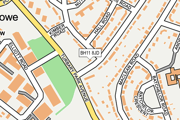 BH11 8JD map - OS OpenMap – Local (Ordnance Survey)