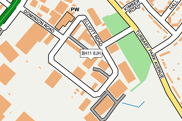 BH11 8JH map - OS OpenMap – Local (Ordnance Survey)