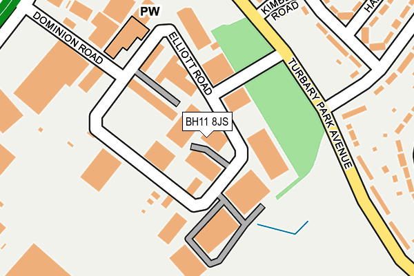 BH11 8JS map - OS OpenMap – Local (Ordnance Survey)