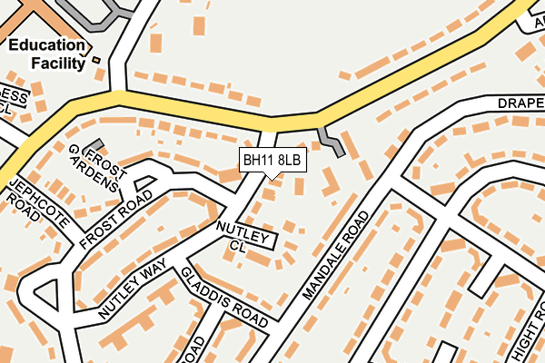 BH11 8LB map - OS OpenMap – Local (Ordnance Survey)