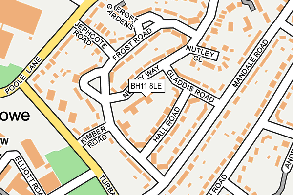 BH11 8LE map - OS OpenMap – Local (Ordnance Survey)