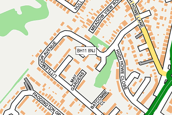 BH11 8NJ map - OS OpenMap – Local (Ordnance Survey)