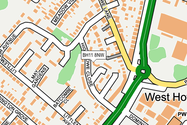 BH11 8NW map - OS OpenMap – Local (Ordnance Survey)