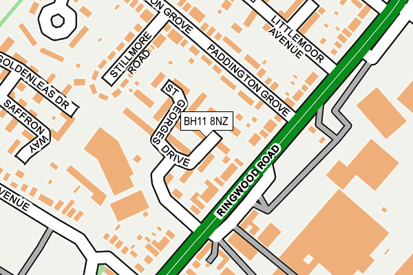 BH11 8NZ map - OS OpenMap – Local (Ordnance Survey)