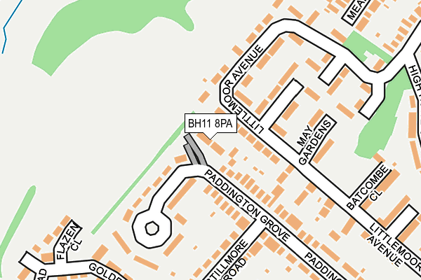 BH11 8PA map - OS OpenMap – Local (Ordnance Survey)