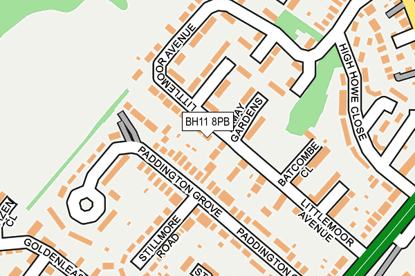 BH11 8PB map - OS OpenMap – Local (Ordnance Survey)