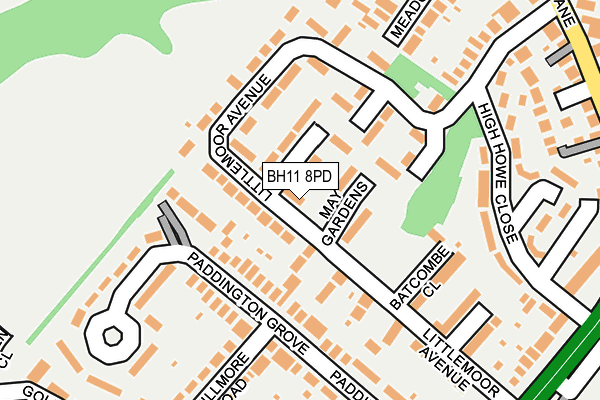 BH11 8PD map - OS OpenMap – Local (Ordnance Survey)
