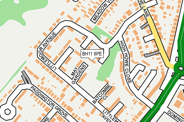BH11 8PE map - OS OpenMap – Local (Ordnance Survey)
