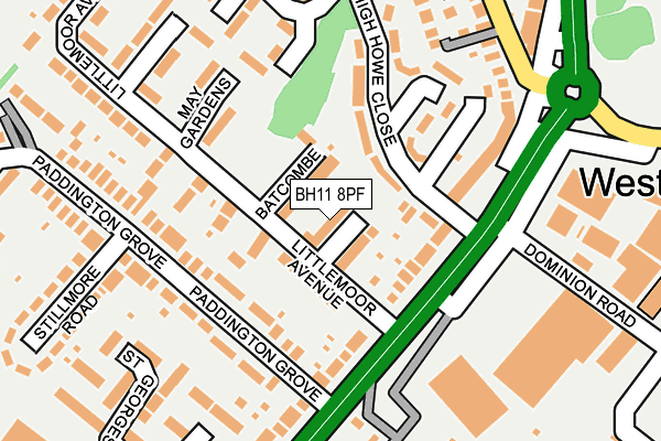 BH11 8PF map - OS OpenMap – Local (Ordnance Survey)