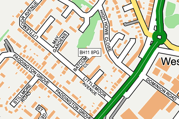 BH11 8PG map - OS OpenMap – Local (Ordnance Survey)