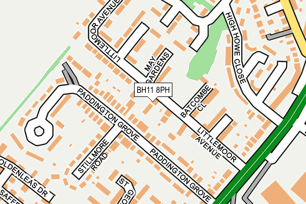 BH11 8PH map - OS OpenMap – Local (Ordnance Survey)